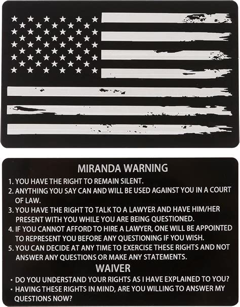 Amazon 12 PCS Metal Miranda Card With Torn American Flag On The