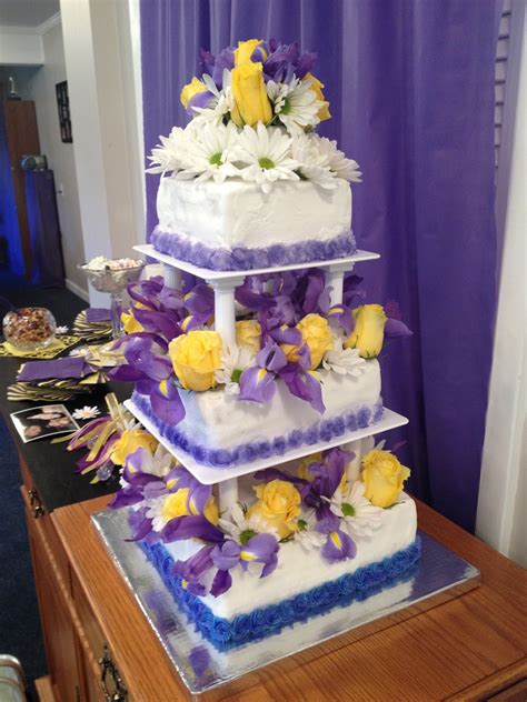 Purple And Yellow Wedding Cake