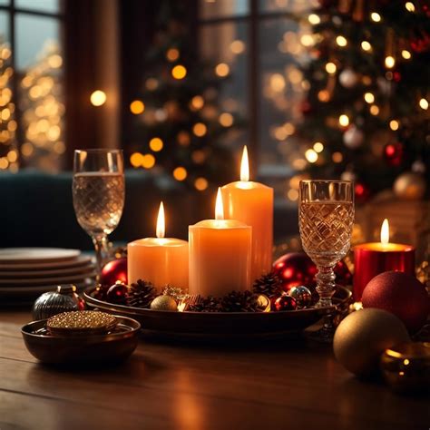 Premium AI Image | Candlelight illuminates elegant Christmas decor