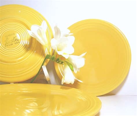 Vintage Fiesta Yellow Plates Homer Laughlin Mid Century