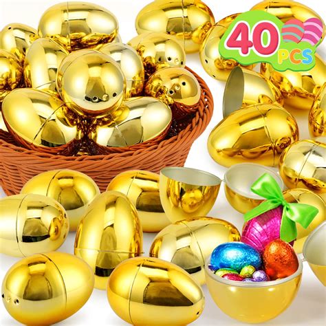 Buy 40Pcs Golden Easter Eggs Fillable Large Gold Easter Eggs Bulk