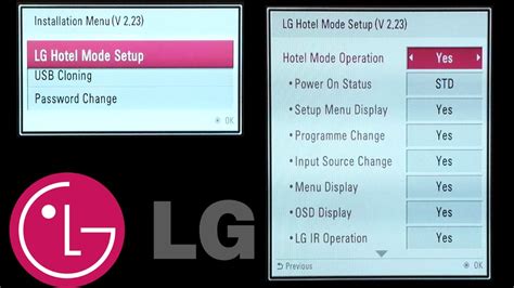 LG TV Codes Hotel Mode Installation Menu USB Cloning Password