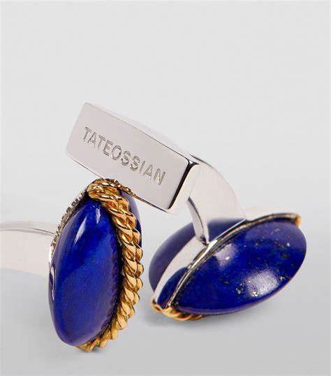 Tateossian Sterling Silver Gold Trim Lapis Lazuli Cufflinks Harrods US