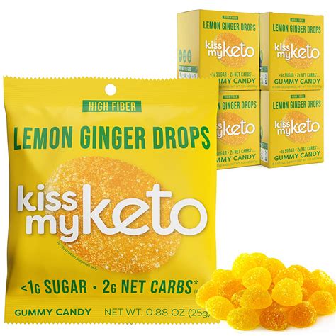 Kiss My Keto Gummies Candy Low Carb Candy Lemon Ginger Drops Keto Snack Pack