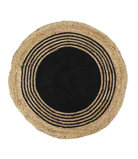 Tapis Rond Jute Coton Noir D90