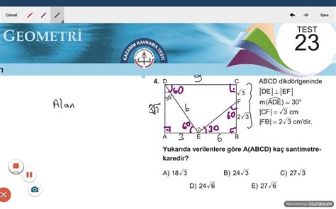 12 GEOMETRİ MEB KAZANIM TESTİ DİKDÖRTGEN YGS HAZIRLIK TEST 23A YouTube