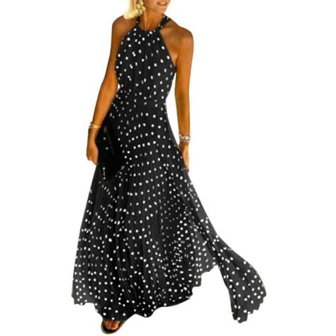 Minetom Femme Robe Longue Été Boho Chic Sexy Col V Sans Manche Imprime