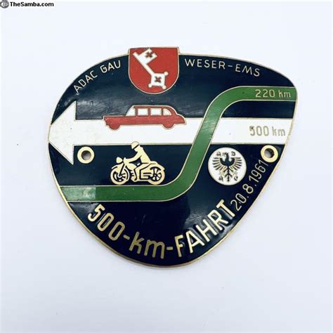 TheSamba VW Classifieds Adac Enamel Badge 500 Km Fahrt Gau