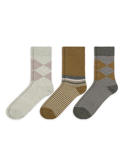 George Men's Combed Cotton Patterned Crew Socks ,3 Pack - Walmart.com