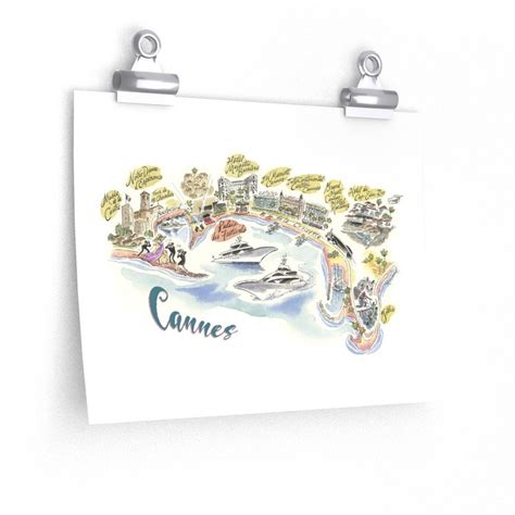 Cannes Festival, Cannes France, Map of Cannes, Giclee Print, Fine Art