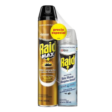 Insecticida En Aerosol Raid Max Mata Cucarachas E Insectos 400 Ml Raid Mata Moscas Y Mosquitos