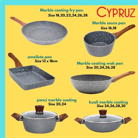 Jual Cypruz Fry Pan Marble Wok Pan Saucepan Panci Kuali Cookware Granit