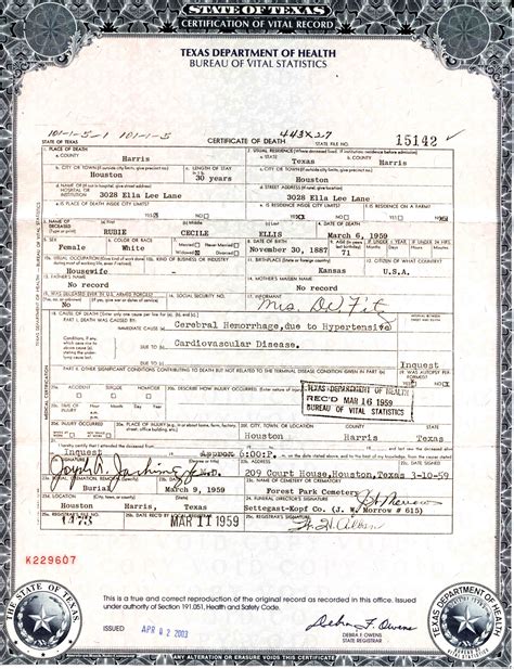 Texas Birth Certificate Template