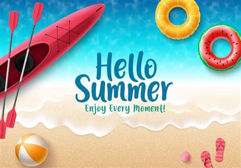 Premium Vector Hello Summer Vector Banner Design Hello Summer Text