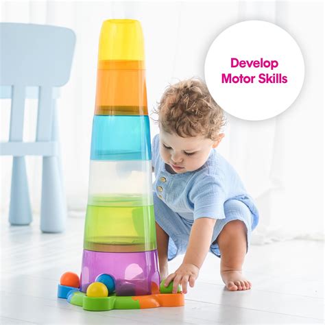 Edushape Juguetes apilables para bebés juego de 14 piezas torre