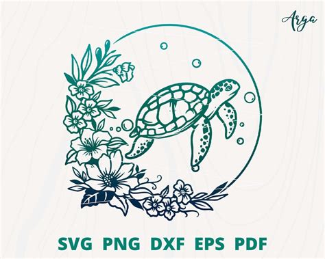 Flower Turtle Svg Sea Turtle Svg Turtle Svg File Turtle With Flower