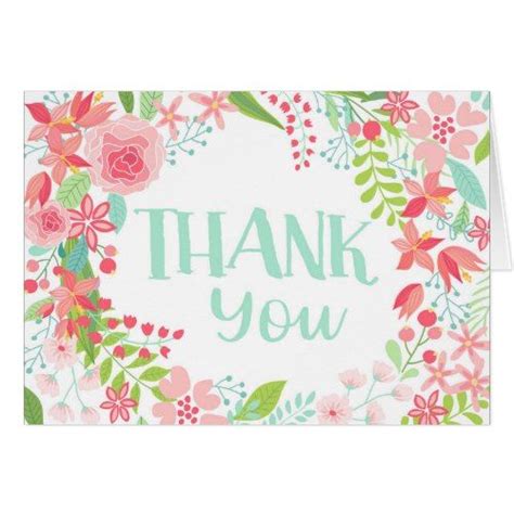 Whimsical Pink Floral Thank You Card Pink Floral Thank You Cards