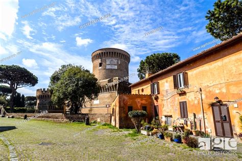 Castello Di Giulio Ii In Ostia Antica Rome Italy Stock Photo