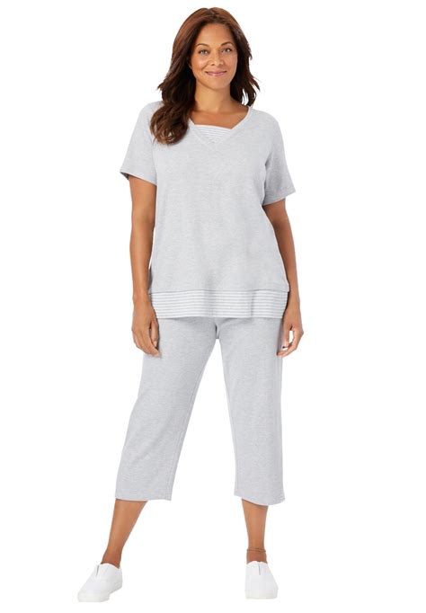 Woman Within Woman Within Women S Plus Size Striped Inset Capri Set