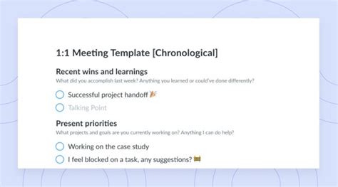 One On One Meeting Templates For Engaged Teams Meeting Agenda