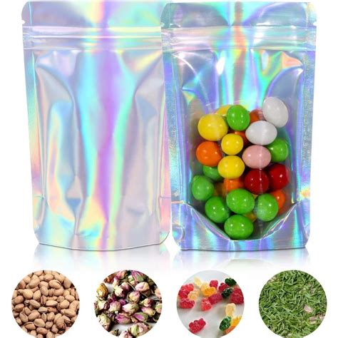 One Side Transparent Hologram Packaging Small Zipper Mylar Hologram