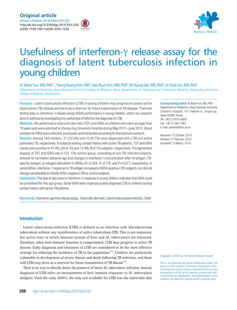 Pdf Usefulness Of Interferon γ Release Assay For The Diagnosis Of Latent Tuberculosis