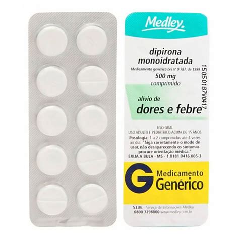 DIPIRONA SODICA 500MG C 10 CPR CX C 24X10 MEDLEY G DIPIRONA SODICA