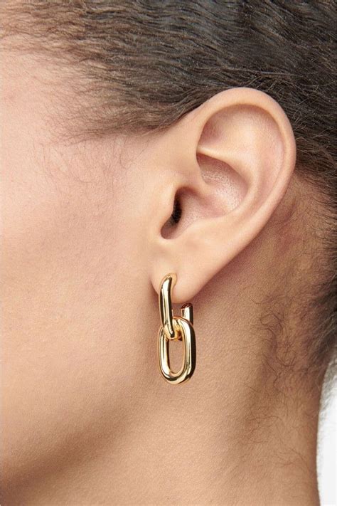 Chunky Link Drop Earrings Gold By Anine Bing In 2022 Gold Drop Earrings Drop Earrings Gold