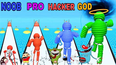 Noob Vs Pro Vs Hacker Vs God In Rope Man Run Game Android Ios Oggy