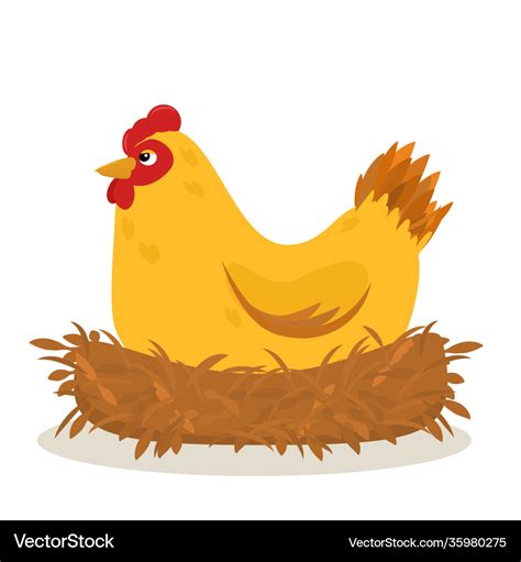 A Hen Sitting In Nest Royalty Free Vector Image