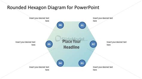 Rounded 6 Steps Hexagon PowerPoint SlideModel