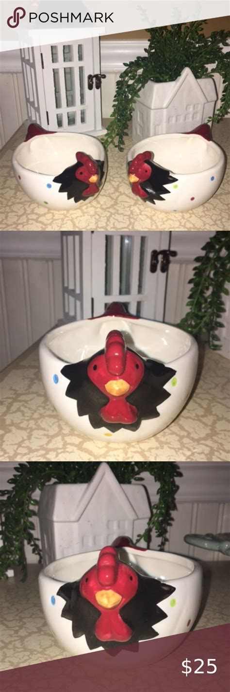 Pier 1 Imports Polka Dot Rooster Bowls Set Of 2