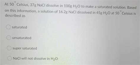 Answered At 50 Celsius 37g Nacl Dissolve In Bartleby