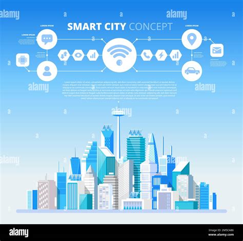 Smart City Concept Vector Illustration With Infographics Stock Vector