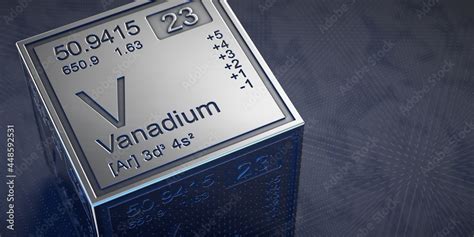 Vanadium. Element 23 of the periodic table of chemical elements. Stock ...