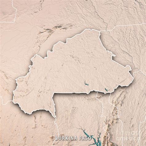 Burkina Faso 3d Render Topographic Map Neutral Border Digital Art By