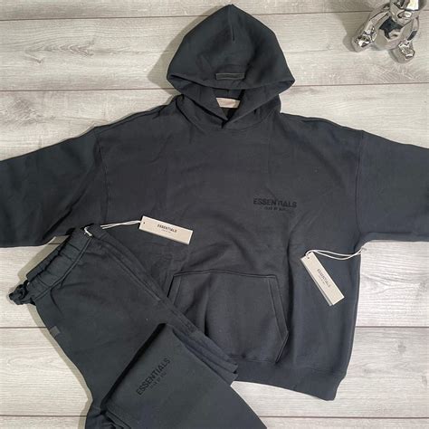 Essentials Fog Tracksuit Ss Black Medium Depop