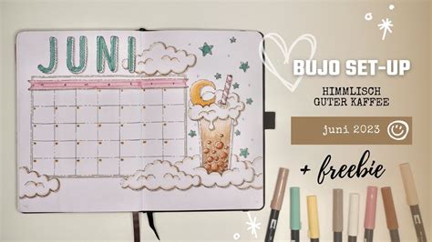 Juni Bullet Journal Kaffee Wolken Kawaii Bujo Journaling