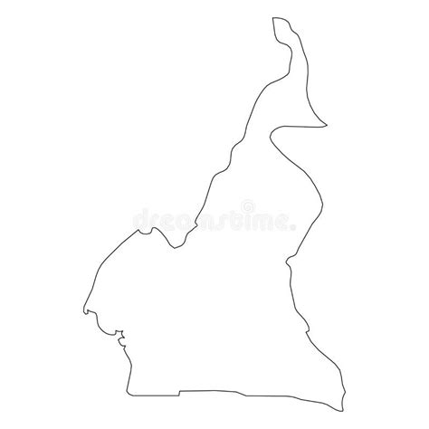 Cameroon Solid Black Outline Border Map Of Country Area Simple Flat