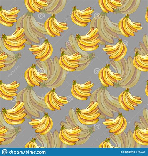 Banana Seamless Tropical Pattern Yellow Tasty Juicy Brightly Colored