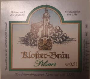 Drink Label Kloster Brau Pilsner Klosterbrauerei Neuzelle GmbH