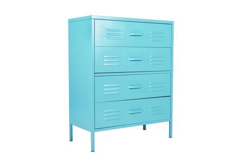 MaximaVida Metalen Locker Ladekast Finn 80 X 40 X 102 Cm Aqua 4 Lades