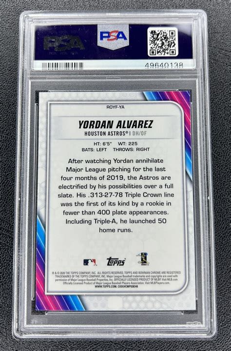 Yordan Alvarez Rookie 2020 Bowman Chrome ROY Favorites YA PSA 10 RC EBay