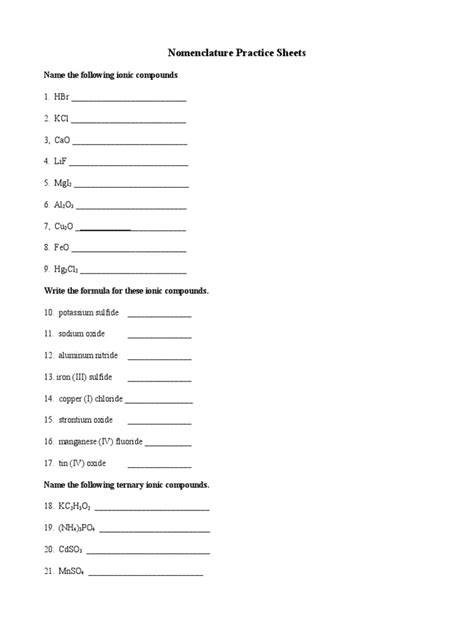 Introduction To Nomenclature Activity