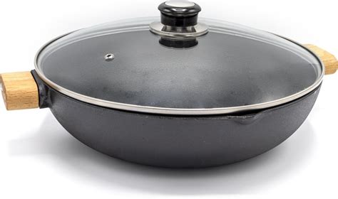 Meerding Line Wokpan Met Deksel Wok Gietijzeren Pan Skillet