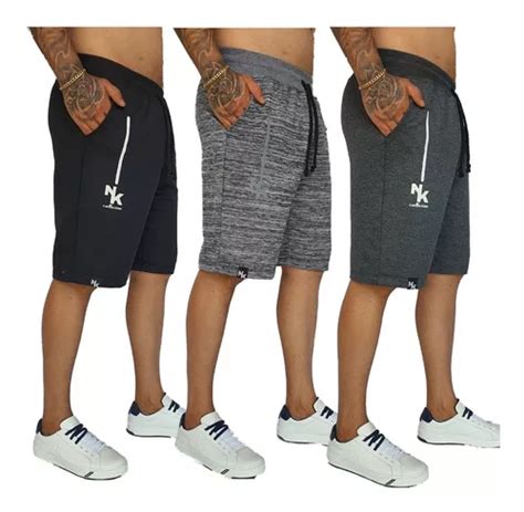 Kit 3 Bermuda Moletom Short Masculina Academia Atacado Frete grátis