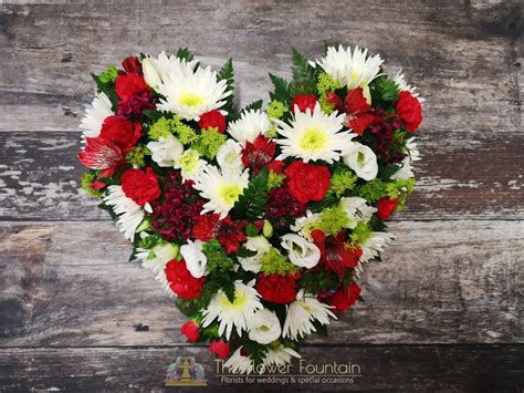 Stunning Red & White Funeral Heart Tribute - The Flower Fountain Florists
