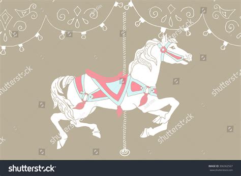 Hand Drawn Carousel Horse Vector Illustration Stock Vector Royalty