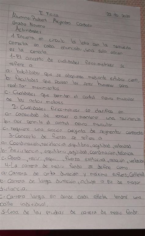 Encierra En Circulo La Letra Con La Respuesta Correcta En Cada