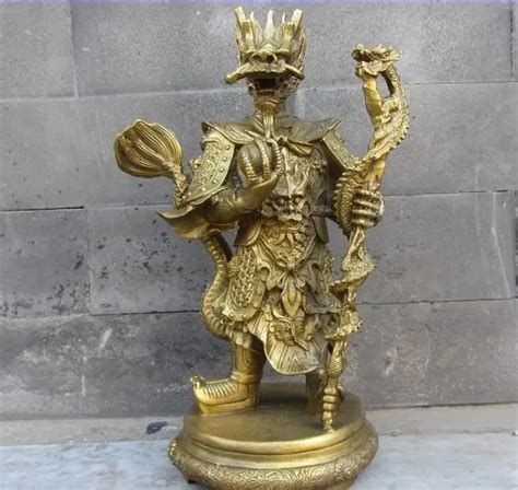 Lucky Chinese Myth Pure Brass Copper Dragon Lord King Longwang Rain God